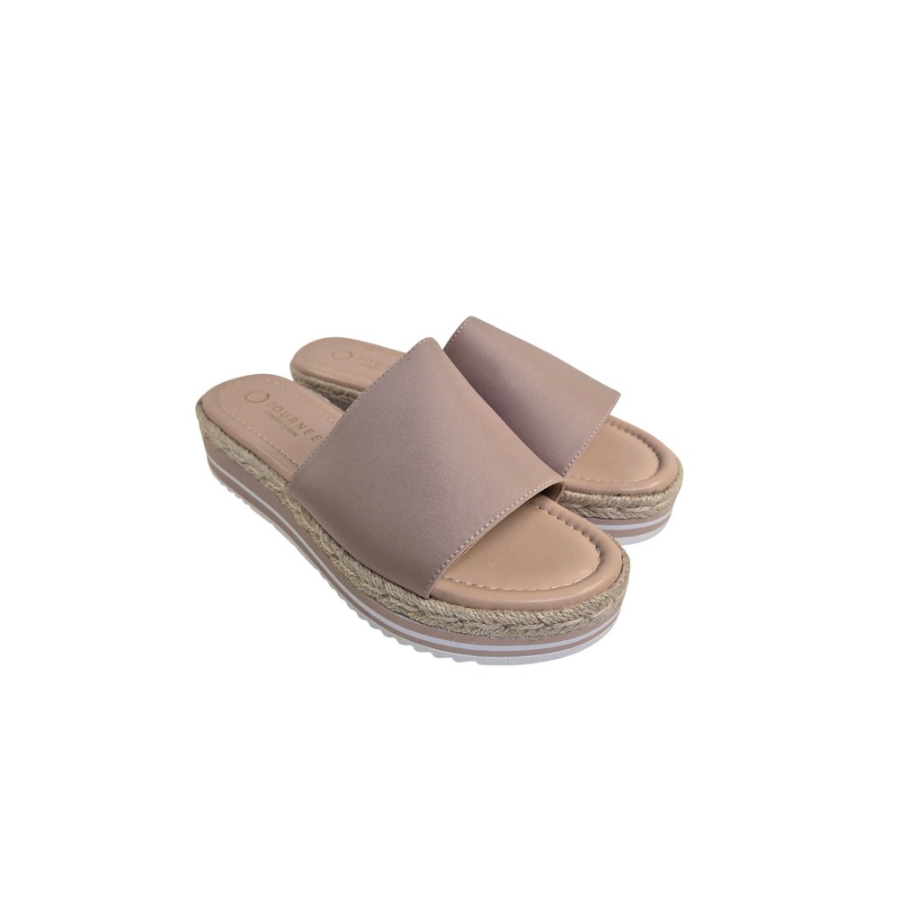 Journee Collection Womens Platform Rosey Slide Sandals Blush Espadrille Jute 7.5